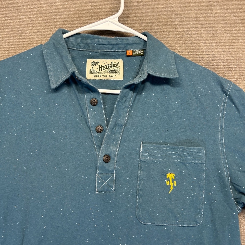 Howler Bros Clubman Polo Shirt Men's Small Flecked Short Sleeve Pocket Cotton